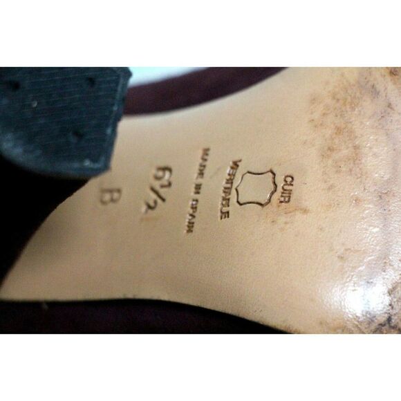 VTG CHARLES DAVID DARK RED GENUINE SUEDE LEATHER ELASTIC HIGH HEEL SHOES 6.5 B - Picture 12 of 12